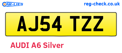 AJ54TZZ are the vehicle registration plates.
