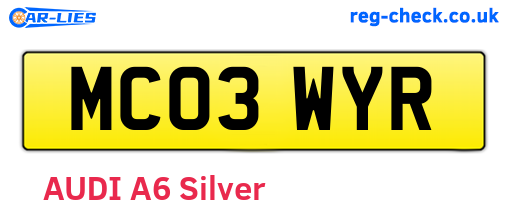 MC03WYR are the vehicle registration plates.