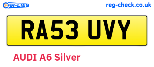 RA53UVY are the vehicle registration plates.