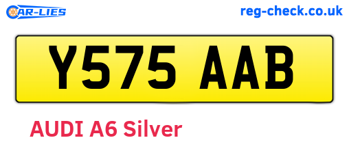 Y575AAB are the vehicle registration plates.