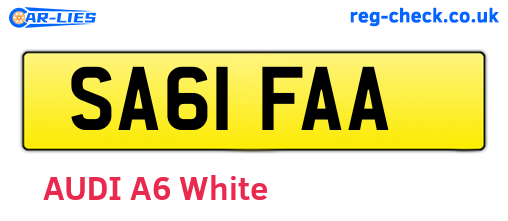 SA61FAA are the vehicle registration plates.
