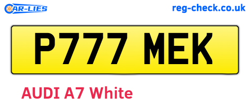 P777MEK are the vehicle registration plates.