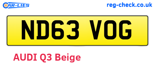 ND63VOG are the vehicle registration plates.