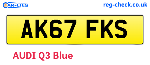 AK67FKS are the vehicle registration plates.