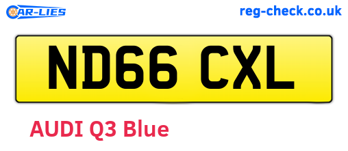 ND66CXL are the vehicle registration plates.