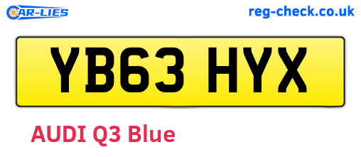 YB63HYX are the vehicle registration plates.