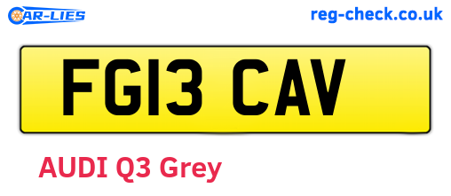 FG13CAV are the vehicle registration plates.