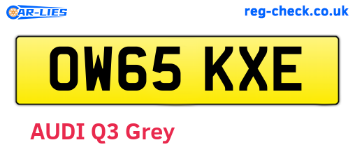 OW65KXE are the vehicle registration plates.
