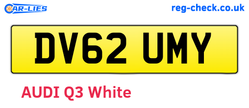 DV62UMY are the vehicle registration plates.
