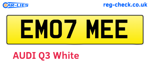 EM07MEE are the vehicle registration plates.