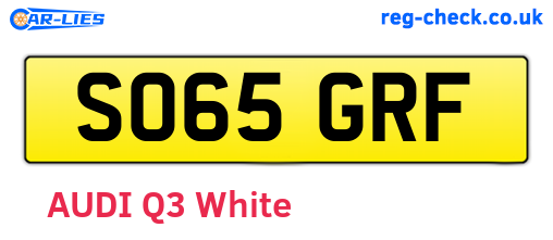 SO65GRF are the vehicle registration plates.