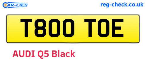 T800TOE are the vehicle registration plates.