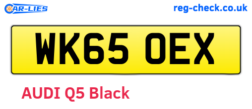 WK65OEX are the vehicle registration plates.