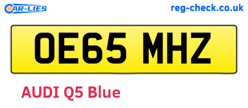OE65MHZ are the vehicle registration plates.