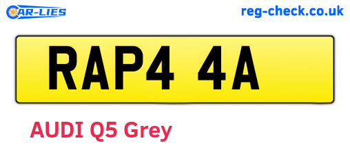 RAP44A are the vehicle registration plates.