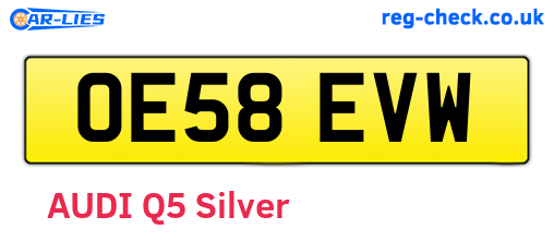 OE58EVW are the vehicle registration plates.