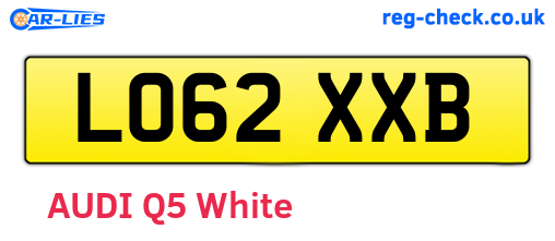 LO62XXB are the vehicle registration plates.