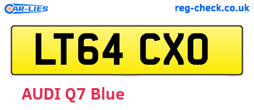 LT64CXO are the vehicle registration plates.