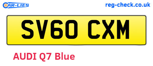 SV60CXM are the vehicle registration plates.