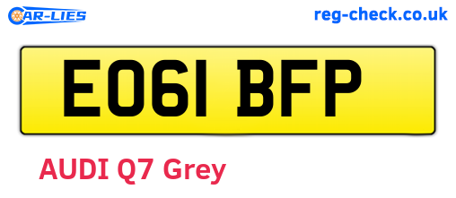 EO61BFP are the vehicle registration plates.