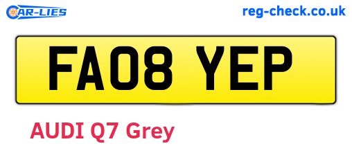 FA08YEP are the vehicle registration plates.