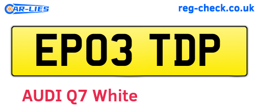 EP03TDP are the vehicle registration plates.