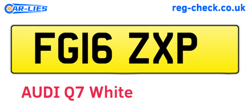 FG16ZXP are the vehicle registration plates.