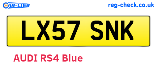 LX57SNK are the vehicle registration plates.