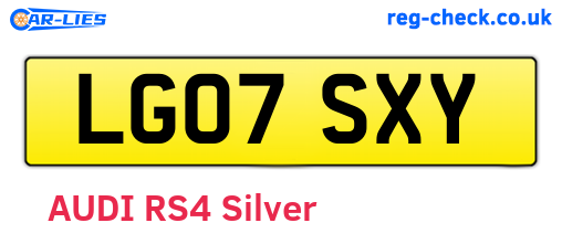 LG07SXY are the vehicle registration plates.