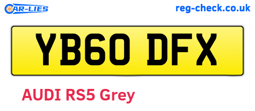 YB60DFX are the vehicle registration plates.