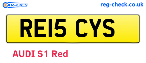 RE15CYS are the vehicle registration plates.