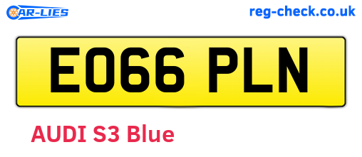 EO66PLN are the vehicle registration plates.