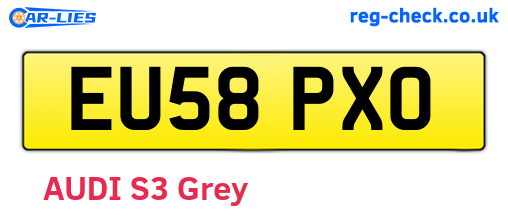 EU58PXO are the vehicle registration plates.