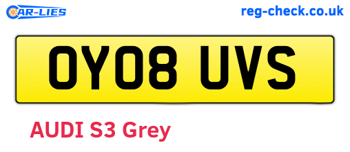 OY08UVS are the vehicle registration plates.