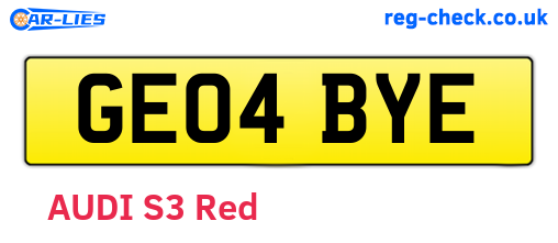 GE04BYE are the vehicle registration plates.