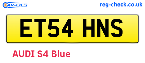 ET54HNS are the vehicle registration plates.