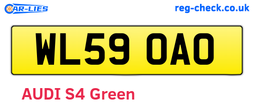 WL59OAO are the vehicle registration plates.