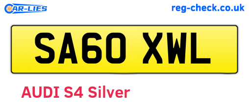 SA60XWL are the vehicle registration plates.