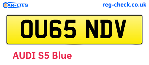 OU65NDV are the vehicle registration plates.