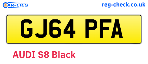 GJ64PFA are the vehicle registration plates.