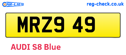 MRZ949 are the vehicle registration plates.