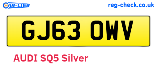 GJ63OWV are the vehicle registration plates.