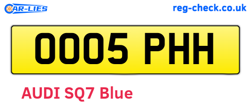 OO05PHH are the vehicle registration plates.