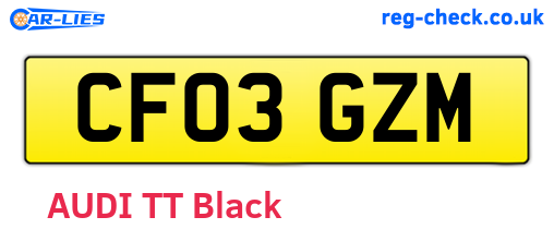 CF03GZM are the vehicle registration plates.