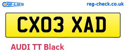 CX03XAD are the vehicle registration plates.