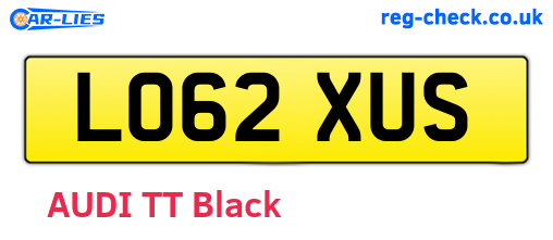 LO62XUS are the vehicle registration plates.