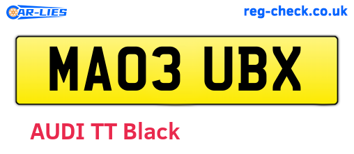 MA03UBX are the vehicle registration plates.