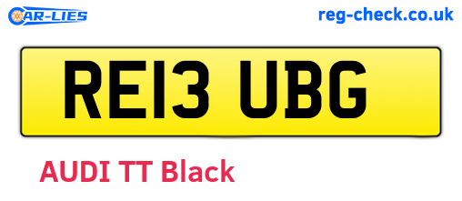 RE13UBG are the vehicle registration plates.