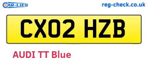 CX02HZB are the vehicle registration plates.