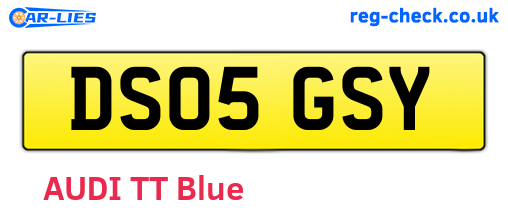 DS05GSY are the vehicle registration plates.